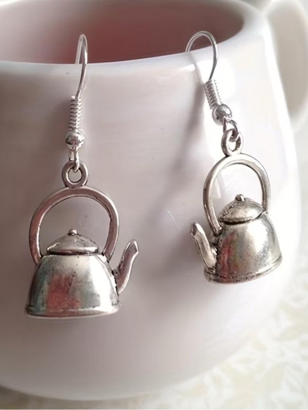 Teapot Drop Earrings - Charming Kettle Dangle Earrings
